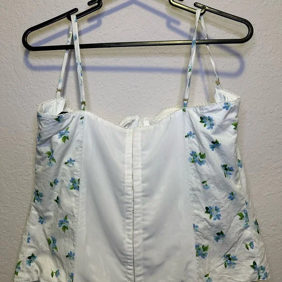 WeWoreWhat White Floral Bustier Corset Top W/ Adjustable Straps Size 14 - Picture 8 of 10